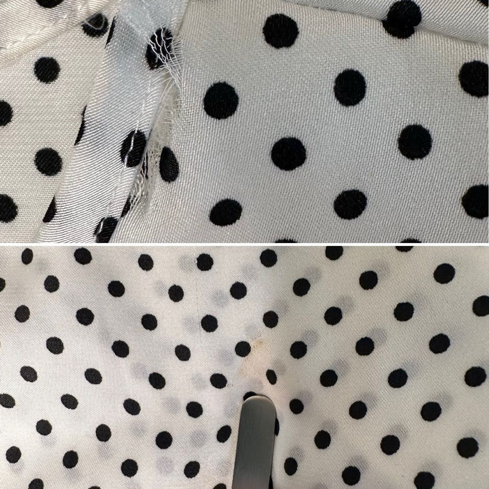 Michael Michael Kors Polka Dot Blouse Vintage-Inspired Chic Smocked Hem Large - Picture 7 of 11